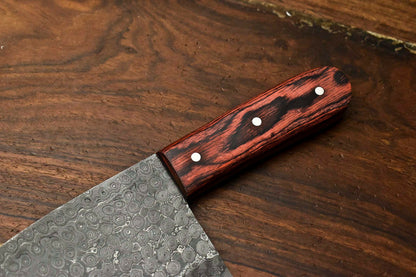 HS-272 Hand Made Damascus Steel Blade Chopper Cleaver Knife Full Tang Knife | Hard Wood