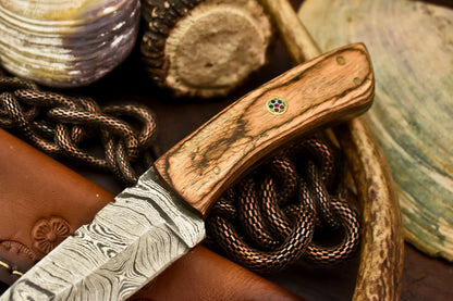 HS-610 Custom Handmade Damascus Hunting Skinning Blade Hunter Camping Full Tang Knife