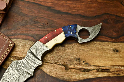 HS-903 Custom Handmade Damascus Hunting Blade Karambit Camping Full Tang Knife Gifts