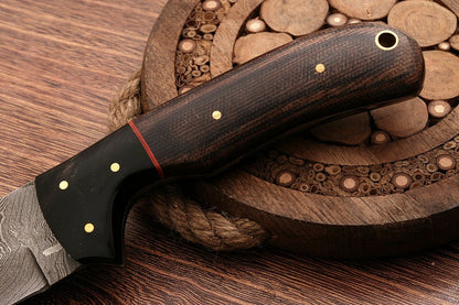 HS-765 Custom Handmade Damascus Steel Skinner Knife With Micarta Buffalo Horn Handle