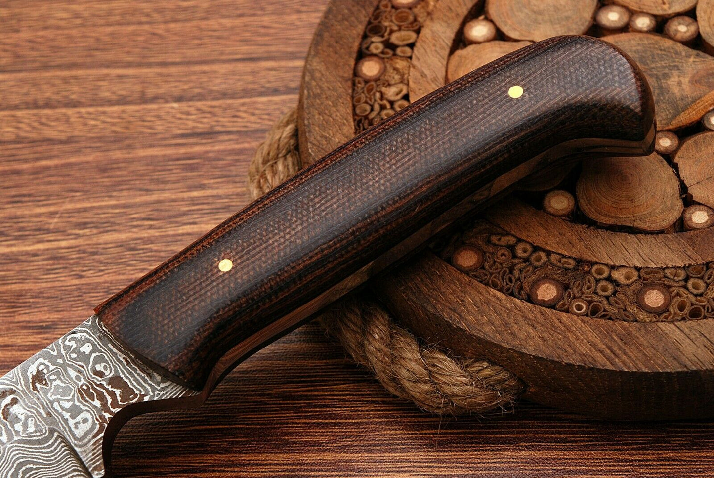 HS-766 Custom Handmade Damascus Steel Skinner Knife With Micarta Hanlde