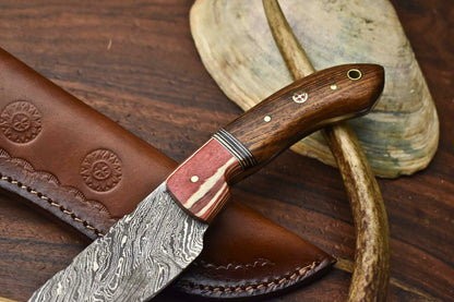 HS-598 Handmade Damascus Skinning Blade Camping Full Tang Knife