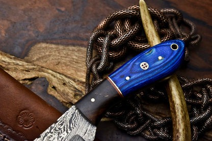 HS-680 Custom Handmade Damascus Steel Skinner Knife - Beautiful Wood Handle