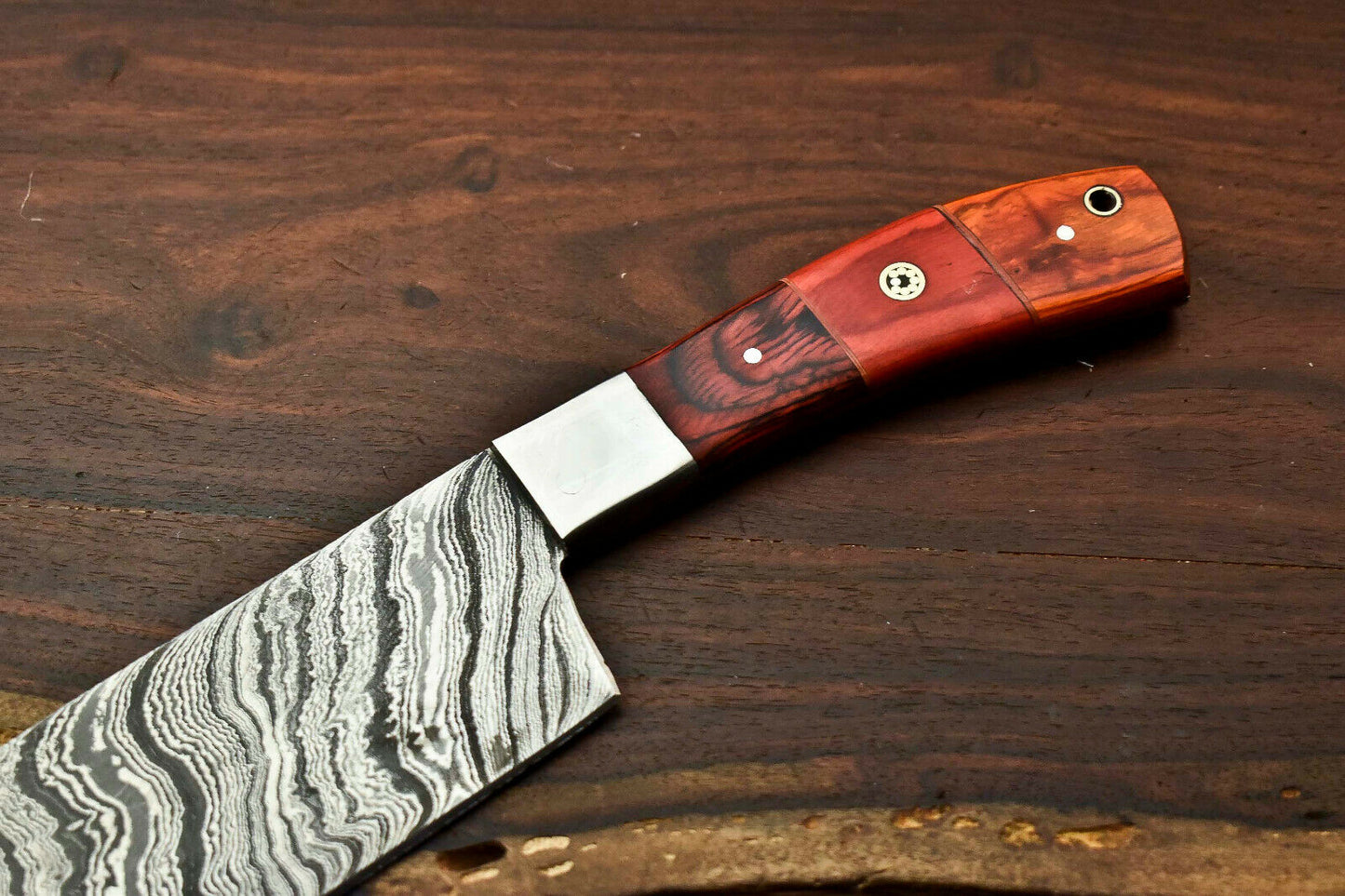 HS-283 Hand Made Damascus Steel Blade Chopper Cleaver Knife Full Tang Knife | Hard Wood