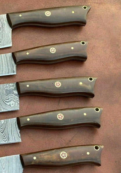 HS-147 '' HANDMADE DAMASCUS STEEL CHEF KITCHEN KNIVES SET