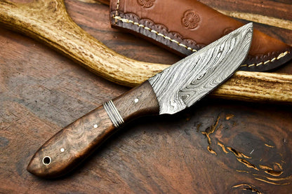 HS-595 Handmade Damascus Skinning Blade Camping Full Tang Knife