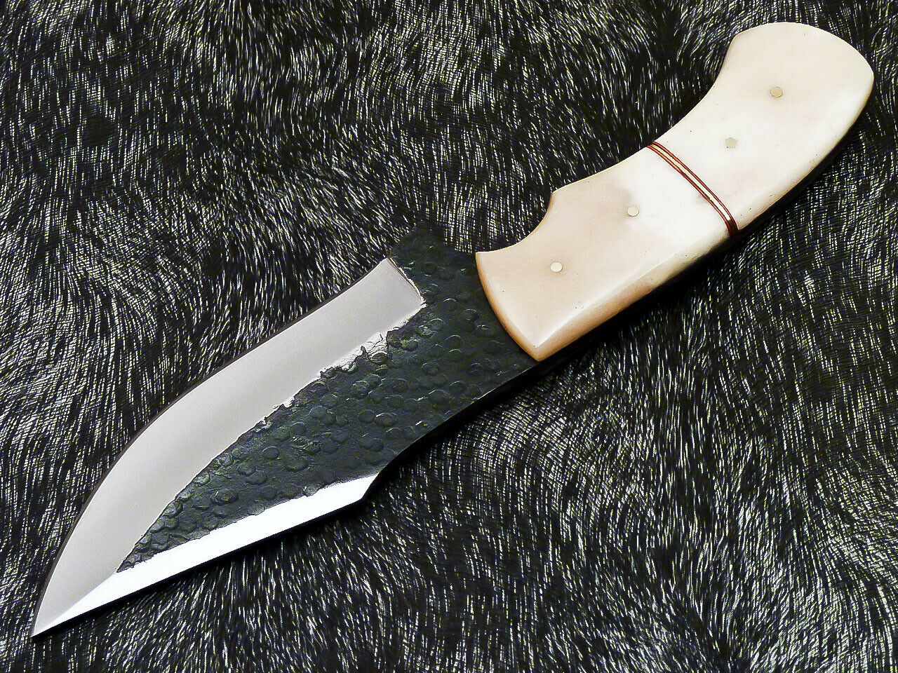 HS-579  Custom Hand Forged Railroad Spike Carbon Steel 8.5" Skinning Knife BONE