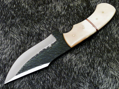 HS-579  Custom Hand Forged Railroad Spike Carbon Steel 8.5" Skinning Knife BONE