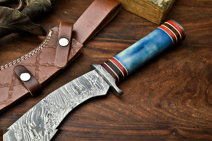 HS-864 Custom Handmade Damascus Steel Hunitng/Kukri Knife - Wood & Bone Handle