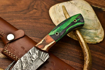 HS-601 Handmade Damascus Skinning Blade Camping Full Tang Knife