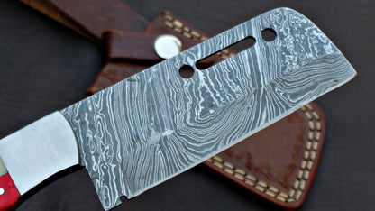 HS-573 CUSTOM HANDMADE DAMASCUS STEEL HUNTING CAMP CLEAVER KNIFE