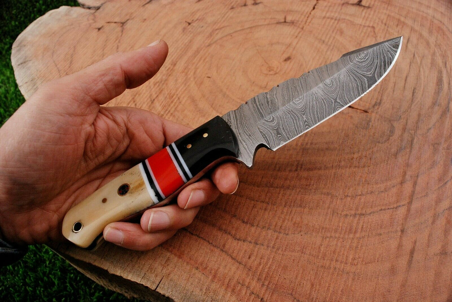 HS-363 '' 9.25" Handmade Damascus Steel Hunting Skinner Camping Knife