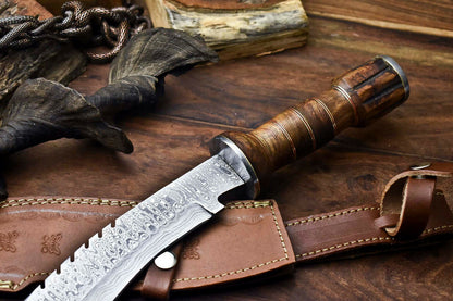 HS-867 Custom Handmade Damascus Steel Hunitng/Kukri Knife - Wood Handle