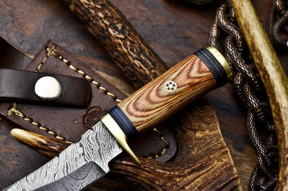HS-717 Custom Handmade Awesome Wood Handle Damascus Steel Skinner Knife - Best Price