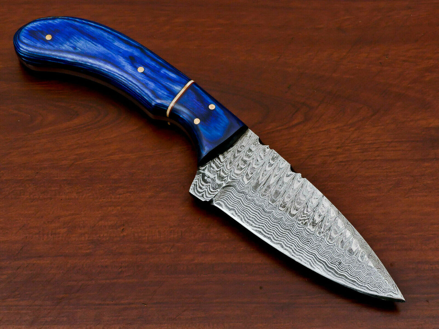HS-565 HANDMADE DAMASCUS CUSTOM PAKKA WOOD HANDLE SKINNING CAMPING KNIFE
