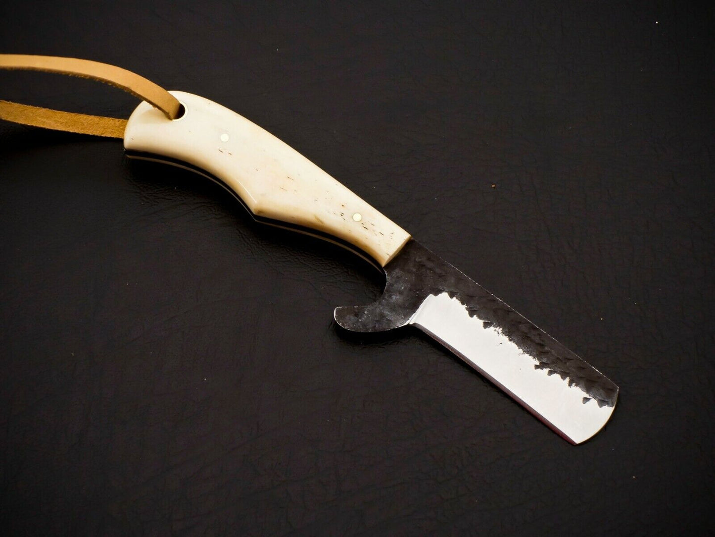 HS-952 Carbon Steel Cowboy Bull Cutter Knife – Full Tang, 6 Inch, Leather Sheath