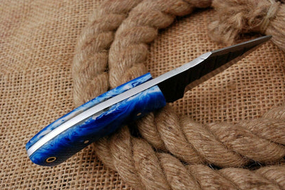 HS-746 6.0'' Custom Handmade High Carbon Mini Skinner Knife With Blue Resin Handle