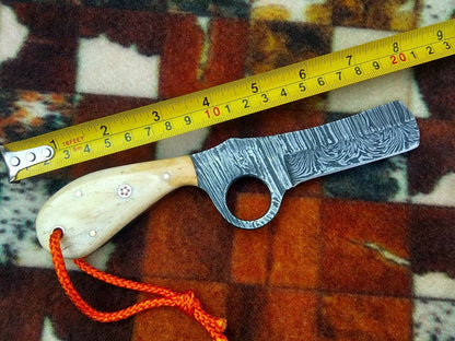 HS-990 HANDMADE COWBOY KNIFE 8" DAMASCUS BULL CUTTER KNIFE