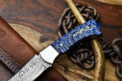 HS-646 Custom Handmade Damascus Hunting Skinning Blade Hunter Camping Full Tang Knife