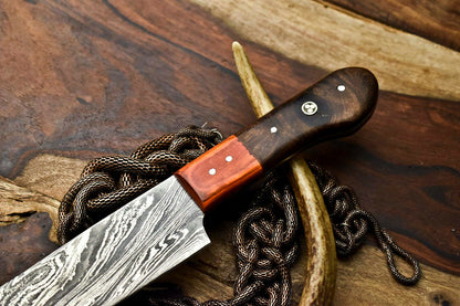 Hand Made Damascus Steel Blade Chef Kitchen Full Tang Knife | Hard Wood
