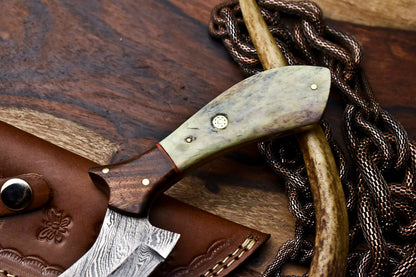 HS-406 | Custom Handmade Awesome Camel Bone Handle Damascus Steel Hunting Knife - Great Price