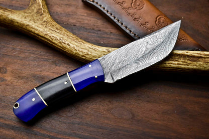 HS-409 | Custom Handmade Camel Bone & Buffalo Horn Handle Damascus Steel Hunting Knife - Great Price