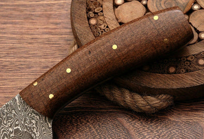 HS-772 Custom Handmade Damascus Skinner Knife With Walnut Wood Handle