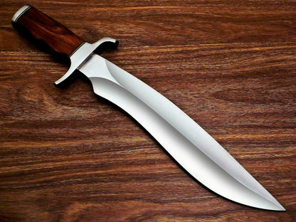 HS-380 CUSTOM HAND FORGED D2 TOOL Steel Blade 17" Bowie Hunting Knife NATURAL WOOD