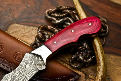 HS-693 Cutlery | Custom Handmade Damascus Steel Skinner Knife - Beautiful Hard Wood Handle