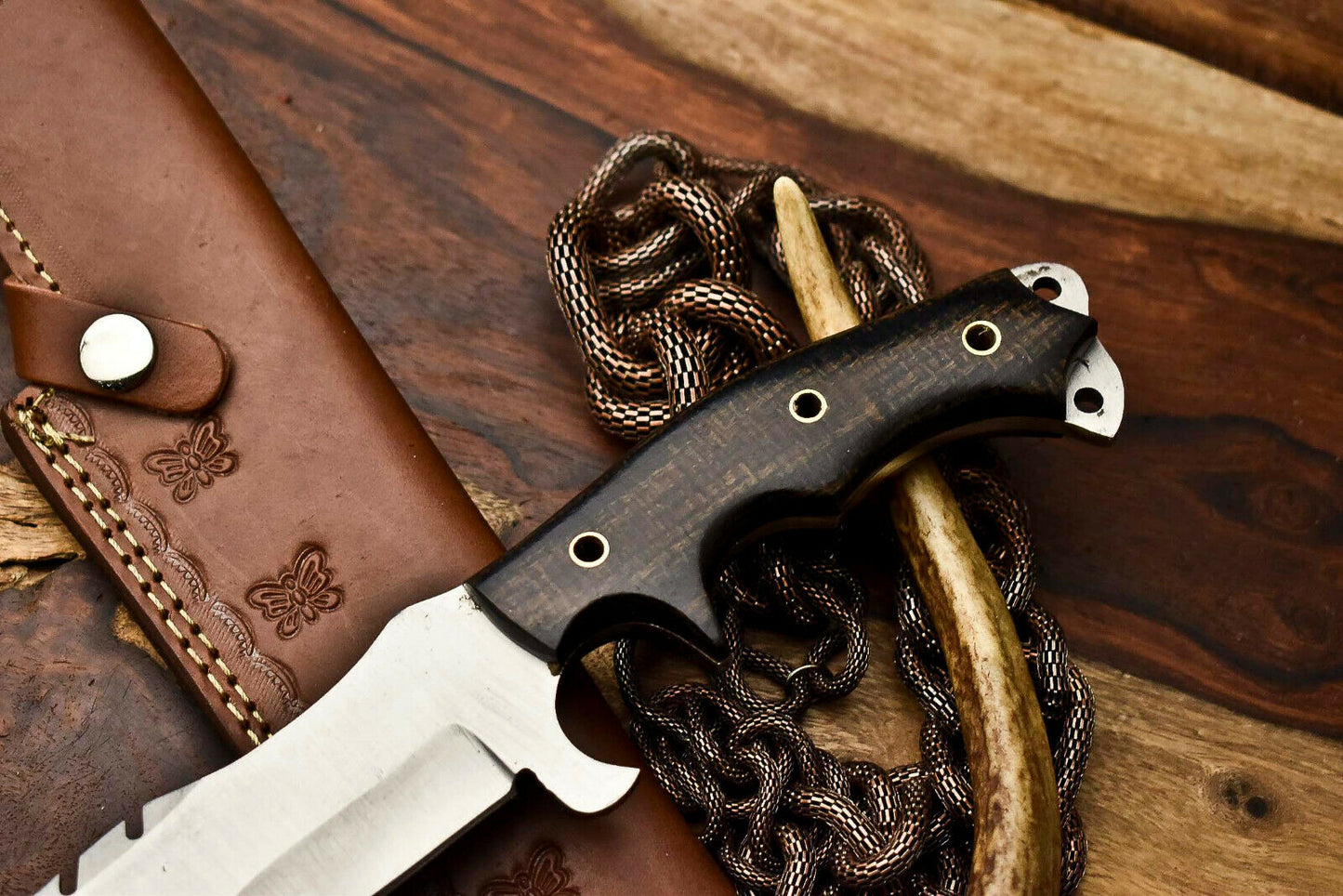 HS-926 Custom Handmade Stainless Steel Tracker Knife - Beautiful Hard Wood Handle