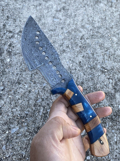 HS-928 Custom Handmade Damascus Tracker/Hunitng Knife With Wood Handle Handle