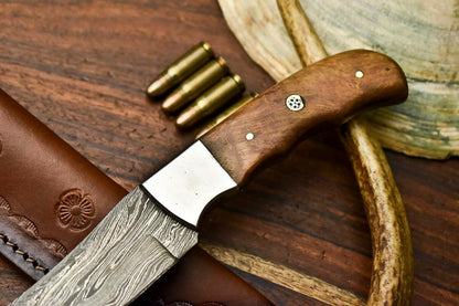 HS-623 Handmade Damascus Skinning Blade Camping Full Tang Knife