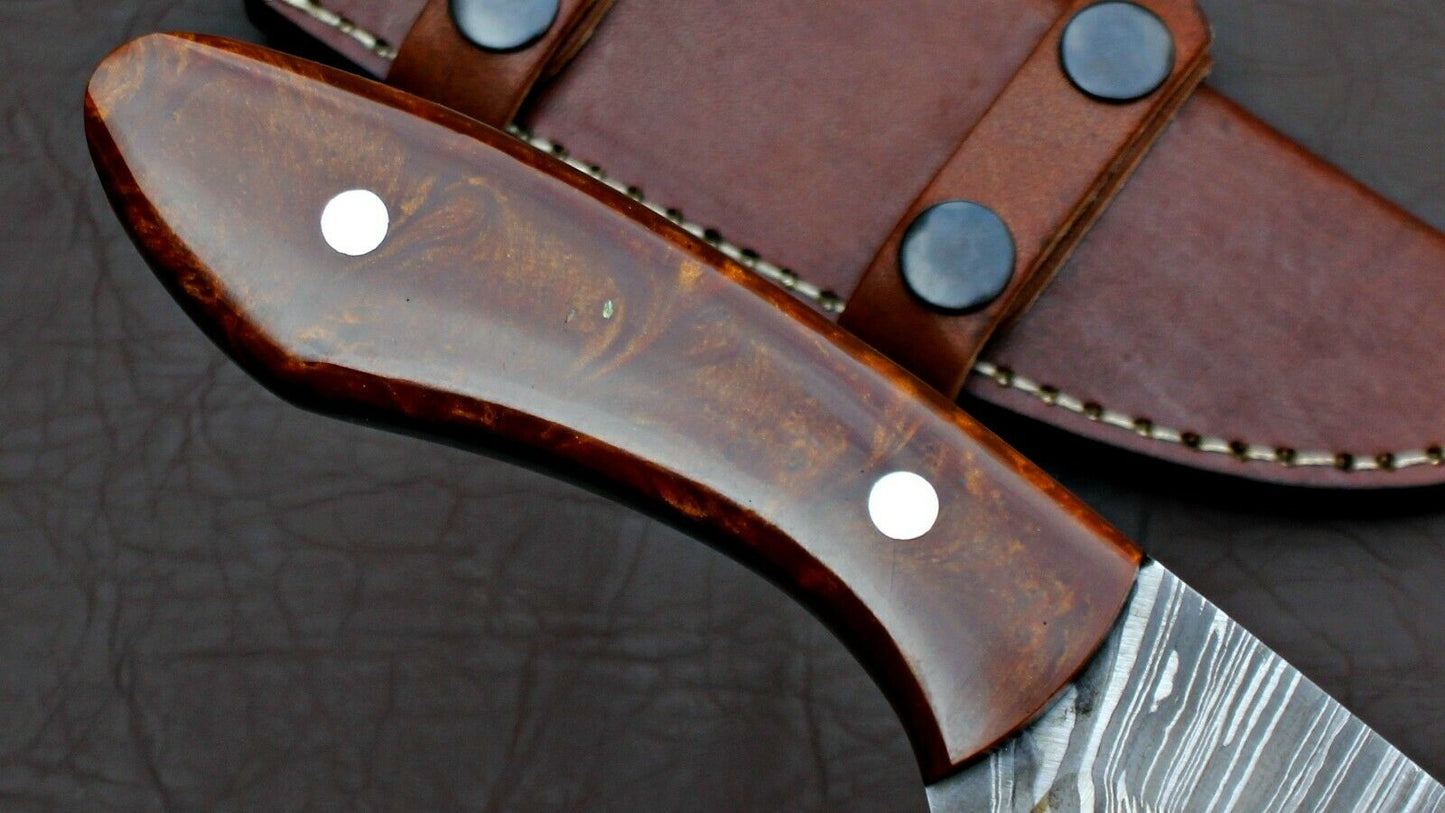 HS-587  CUSTOM HANDMADE DAMASCUS STEEL HUNTING CAMP SKINNER KNIFE