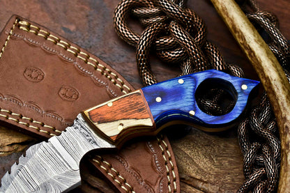 HS-908 Custom Handmade Damascus Steel Karambit Knife - Beautiful Micarta Wood Handle