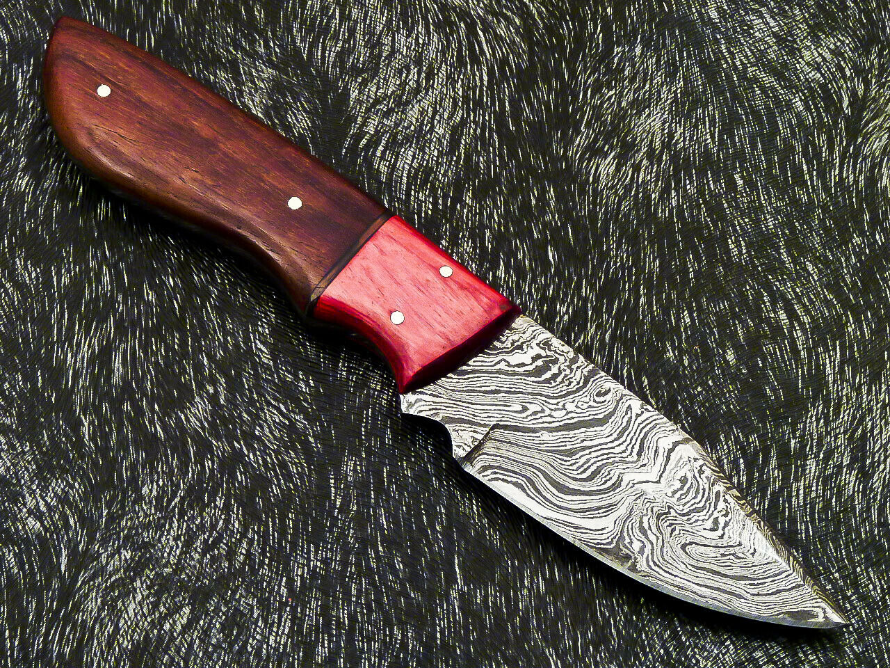 HS-580 Custom Hand Forged Damascus Steel 8" Hunting Knife -Pakka & Natural Wood