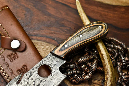 HS-637 Custom Handmade Damascus Hunting Skinning Blade Hunter Camping Full Tang Knife