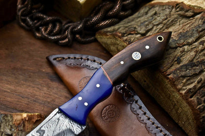 HS-655 Custom Handmade Damascus Hunting Skinning Blade Hunter Camping Full Tang Knife