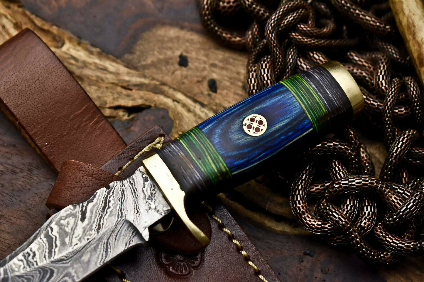 HS-676 Custom HandMade Damascus Steel Blade Hunting Miniature Knife | HARD WOOD