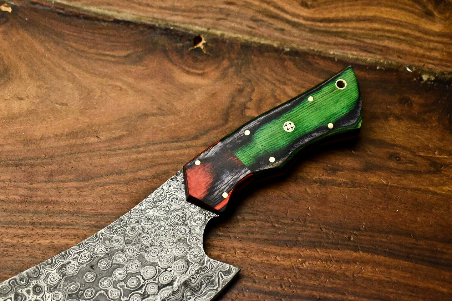HS-274 Hand Made Damascus Steel Blade Chopper Cleaver Knife Full Tang Knife | Hard W