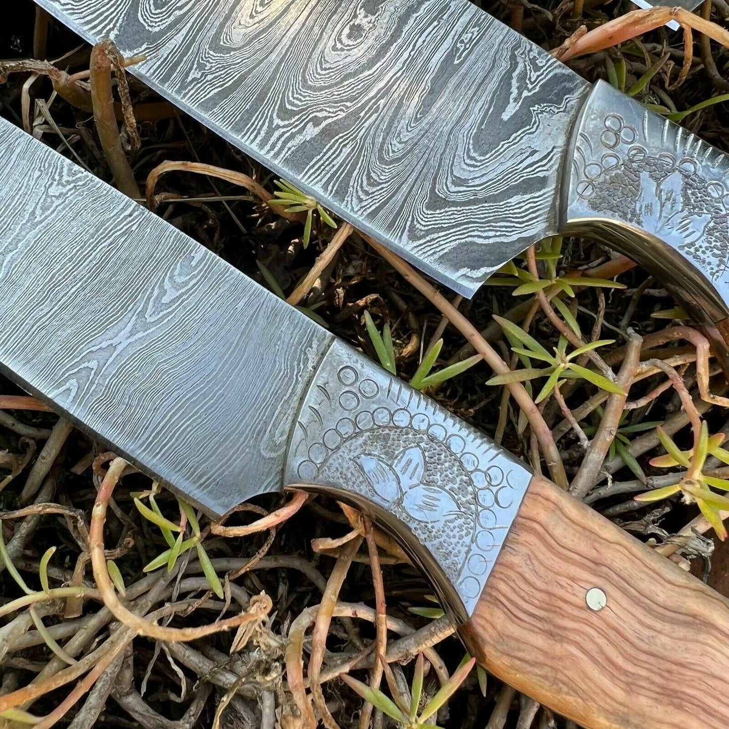 HS-127 '' Hand Forged Damascus Steel Hunting Chef Kitchen Knife Set W/ Sheath