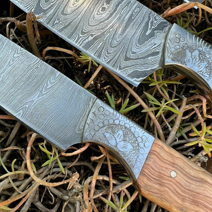 HS-127 '' Hand Forged Damascus Steel Hunting Chef Kitchen Knife Set W/ Sheath