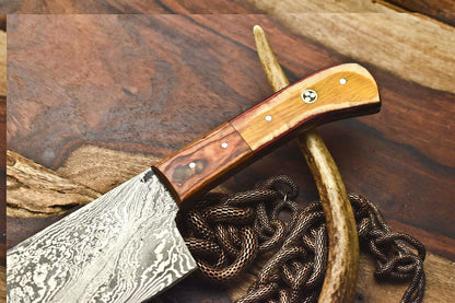 HS-278 Hand Made Damascus Steel Blade Chopper Cleaver Knife Full Tang Knife | Hard Wood