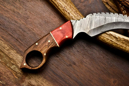 HS-911 Custom Handmade Damascus Steel Karambit Knife - Beautiful Wood Handle