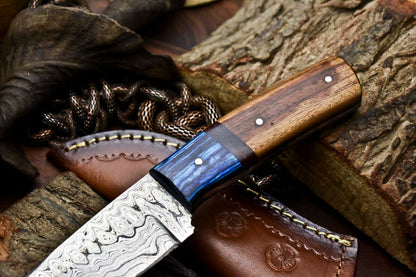 HS-699 Custom Handmade Damascus Steel Skinner Knife - Beautiful Wood Handle