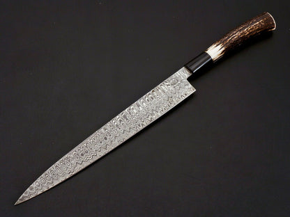 Damascus Chef Knife Stag Handle 