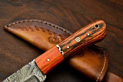 HS-607 Custom Handmade Damascus Hunting Skinning Blade Hunter Camping Full Tang Knife