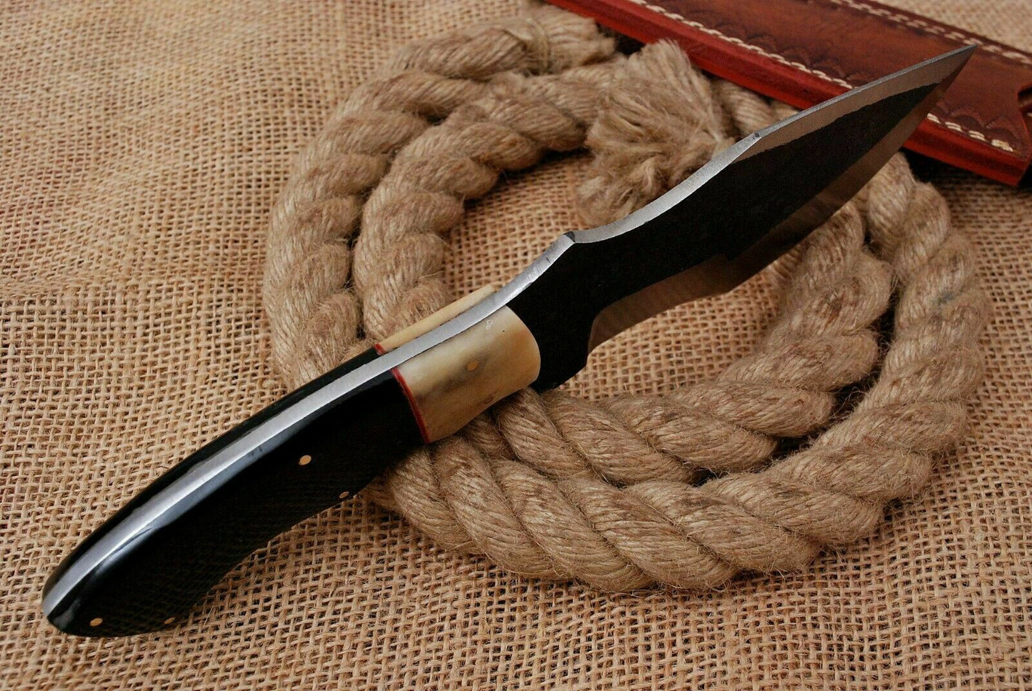 HS-936 Custom Handmade High Carbon Tracker-Hunting Knife With Buffalo Horn Handle