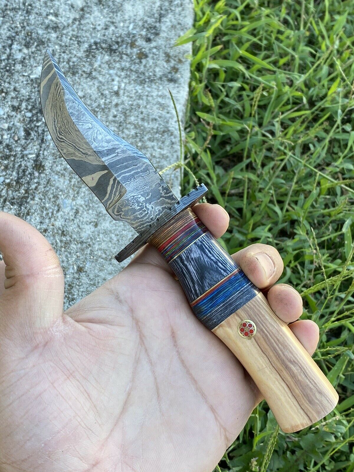 HS-730 Custom Handmade Damascus Steel Skinner Knife - Hard Wood Handle