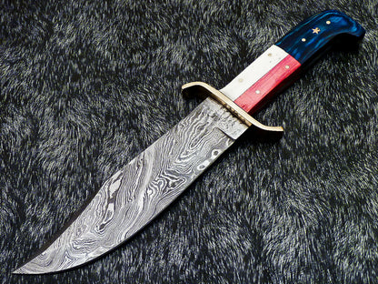 HS-379 '' Custom Hand Forged Damascus Steel 12" Bowie Hunting Knife BONE / WOOD