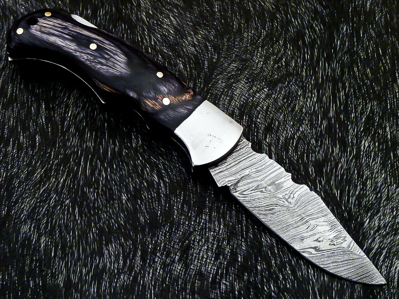 HS-1119  CUSTOM HANDMADE DAMASCUS BLADE POCKET FOLDING KNIFE - HARD WOOD HANDLE